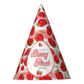 赤いちごPInk白1stバースデーベリー最初 パーティーハット (正面)