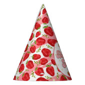 赤いちごPInk白1stバースデーベリー最初 パーティーハット (左)