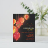 赤いちょうちんの引っ越し祝いパーティーのパーティの招待状 招待状 (スタンド正面)