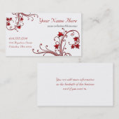 赤いつる植物またはカエデの葉のデザインの名刺 名刺 (正面/裏面)