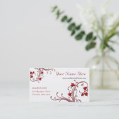 赤いつる植物またはカエデの葉のデザインの名刺 名刺 (スタンド正面)