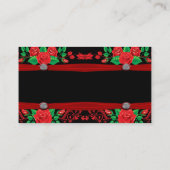 赤いつる植物バラオンブラックテーブル プレイスカード (裏面)