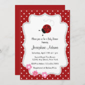 赤いてんとう虫のベビーシャワーの招待状 招待状 (正面/裏面)