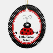 赤いてんとう虫の妹のクリスマスのオーナメント セラミックオーナメント (左)