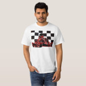 赤いですかチェック模様の旗を競争させるKart Tシャツ (正面フル)