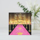 赤いですかピンクのカーペットのハリウッドの菓子16の招待 招待状 (スタンド正面)