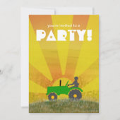 赤いですか緑のトラクターのパーティの招待状: あなたの選んで下さい 招待状 (正面)