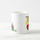 赤いですか緑のトラクターの退職のマグ コーヒーマグカップ (中央)