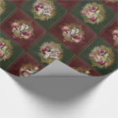 赤いですか緑の不思議の国のキャラクターのアリス及び金ゴールド ラッピングペーパー (角)