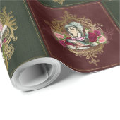 赤いですか緑の不思議の国のキャラクターのアリス及び金ゴールド ラッピングペーパー (ロールコーナー)