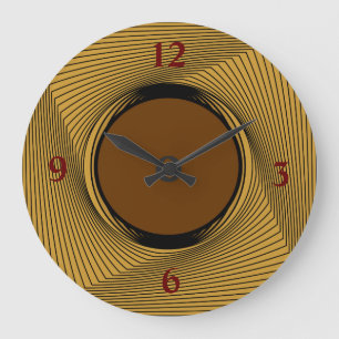 赤いですか茶色の中心の>Clocksが付いている金ゴールドか黒のボーダー ラージ壁時計