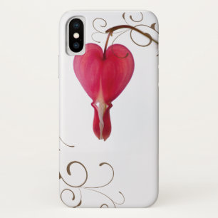 赤いにじみのハートの花 iPhone X ケース
