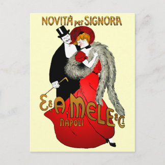 赤いはがきの女性 ポストカード