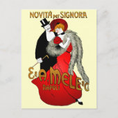 赤いはがきの女性 ポストカード (正面)