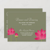 赤いはすの花の緑の結婚披露宴のエンクロージャ エンクロージャーカード (正面/裏面)