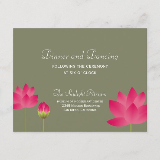 赤いはすの花の緑の結婚披露宴のエンクロージャ エンクロージャーカード (正面)