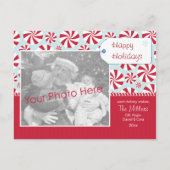 赤いはっか菓子およびパーソナライズな青い休日 シーズンポストカード (正面)