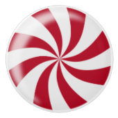 赤いはっか菓子のキャビネットのノブの引出しの引き セラミックノブ (正面)