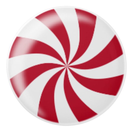 赤いはっか菓子のキャビネットのノブの引出しの引き セラミックノブ (正面)