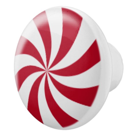 赤いはっか菓子のキャビネットのノブの引出しの引き セラミックノブ (右)