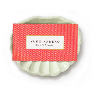 赤いはっきりしたかすかなシェブロン模様美しいサロン 名刺