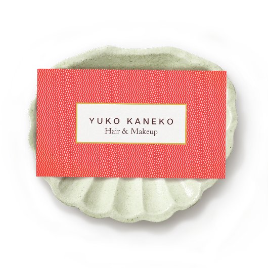 赤いはっきりしたかすかなシェブロン模様美しいサロン 名刺