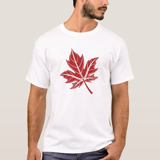 赤いはっきりしたもみじの葉 Tシャツ (正面)