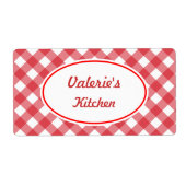 赤いはっきりしたギンガムラベル ラベル (正面)