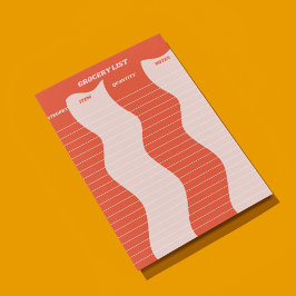 赤いはっきりしたピンクのGroovy食料品店リスト ノートパッド