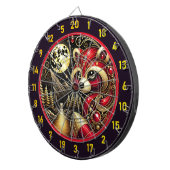 赤いはっきりしたラクーンが光る素朴チャーム ダーツボード (正面右)