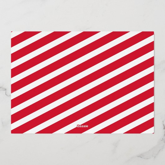 赤いはっきりしたローズの金ゴールドがクリスマスの写真を押しストライプた 箔シーズンカード (裏面)