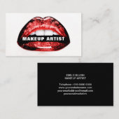 赤いはっきりした光沢のある唇MUA名刺テンプレート 名刺 (正面/裏面)