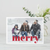 赤いはっきりした写真メリー家族のクリスマスモダン シーズンカード (スタンド正面)