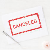 赤いはっきりした取消通知 長方形シール (封筒)