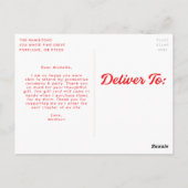 赤いはっきりした台本の写真卒業ありがとう ポストカード (裏面)