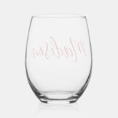 赤いはっきりした名前の手書きスクリプカスタムト ステムなしワイングラス (裏面)