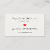 赤いはっきりした唇の水の色メイクアップアーティスト 名刺 (裏面)