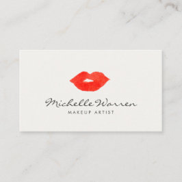 赤いはっきりした唇の水の色メイクアップアーティスト 名刺