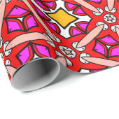 赤いはっきりした抽象芸術幾何学的万華鏡のように千変万化するパターンパターン ラッピングペーパー (ロールコーナー)