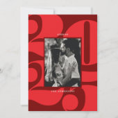 赤いはっきりした数字の応援新年の写真 シーズンカード (正面)