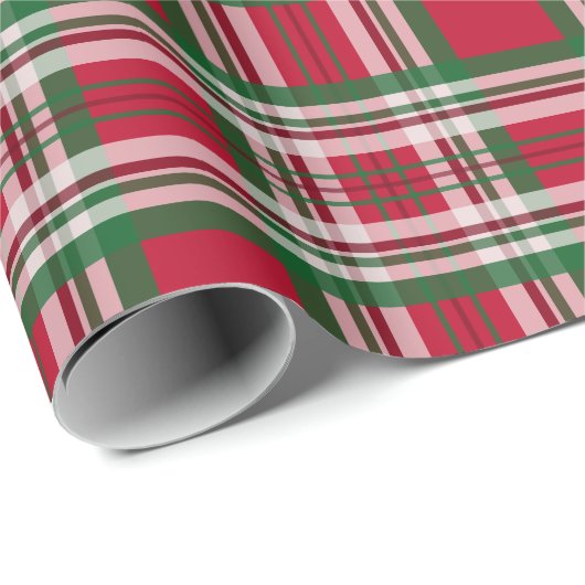 赤いはっきりした格子模様のクリスマスプレゼント包装紙 ラッピングペーパー (ロールコーナー)