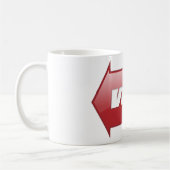赤いはっきりした矢印の署名選挙キャンペーン投票 コーヒーマグカップ (左)