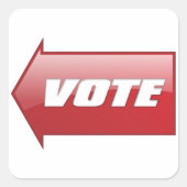 赤いはっきりした矢印の署名選挙キャンペーン投票 スクエアシール (正面)