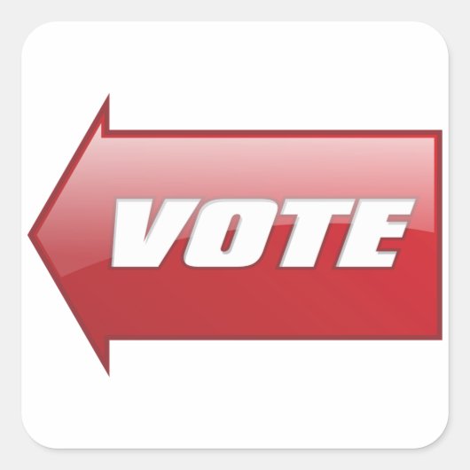 赤いはっきりした矢印の署名選挙キャンペーン投票 スクエアシール (正面)