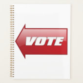 赤いはっきりした矢印の署名選挙キャンペーン投票 プランナー手帳 (正面)