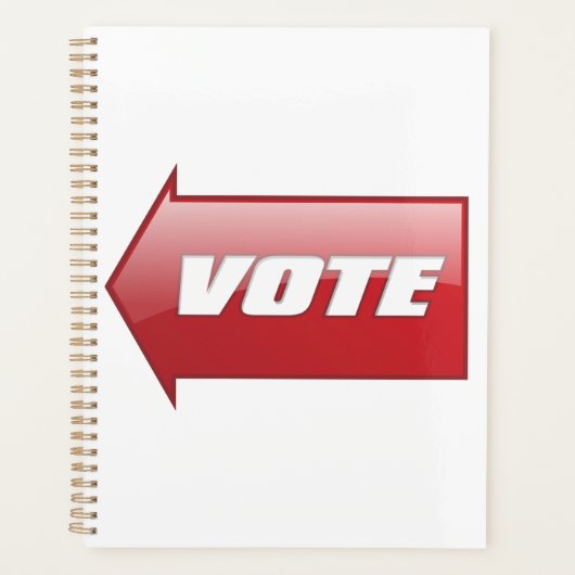赤いはっきりした矢印の署名選挙キャンペーン投票 プランナー手帳 (正面)