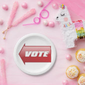 赤いはっきりした矢印の署名選挙キャンペーン投票 ペーパープレート (パーティー)