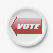 赤いはっきりした矢印の署名選挙キャンペーン投票 ペーパープレート (正面)