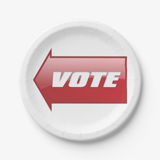 赤いはっきりした矢印の署名選挙キャンペーン投票 ペーパープレート (正面)