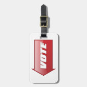 赤いはっきりした矢印の署名選挙キャンペーン投票 ラゲッジタグ (正面縦)